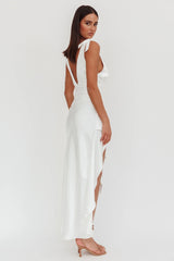 Aquila Tied Shoulder High-Low Hem Dress Oyster