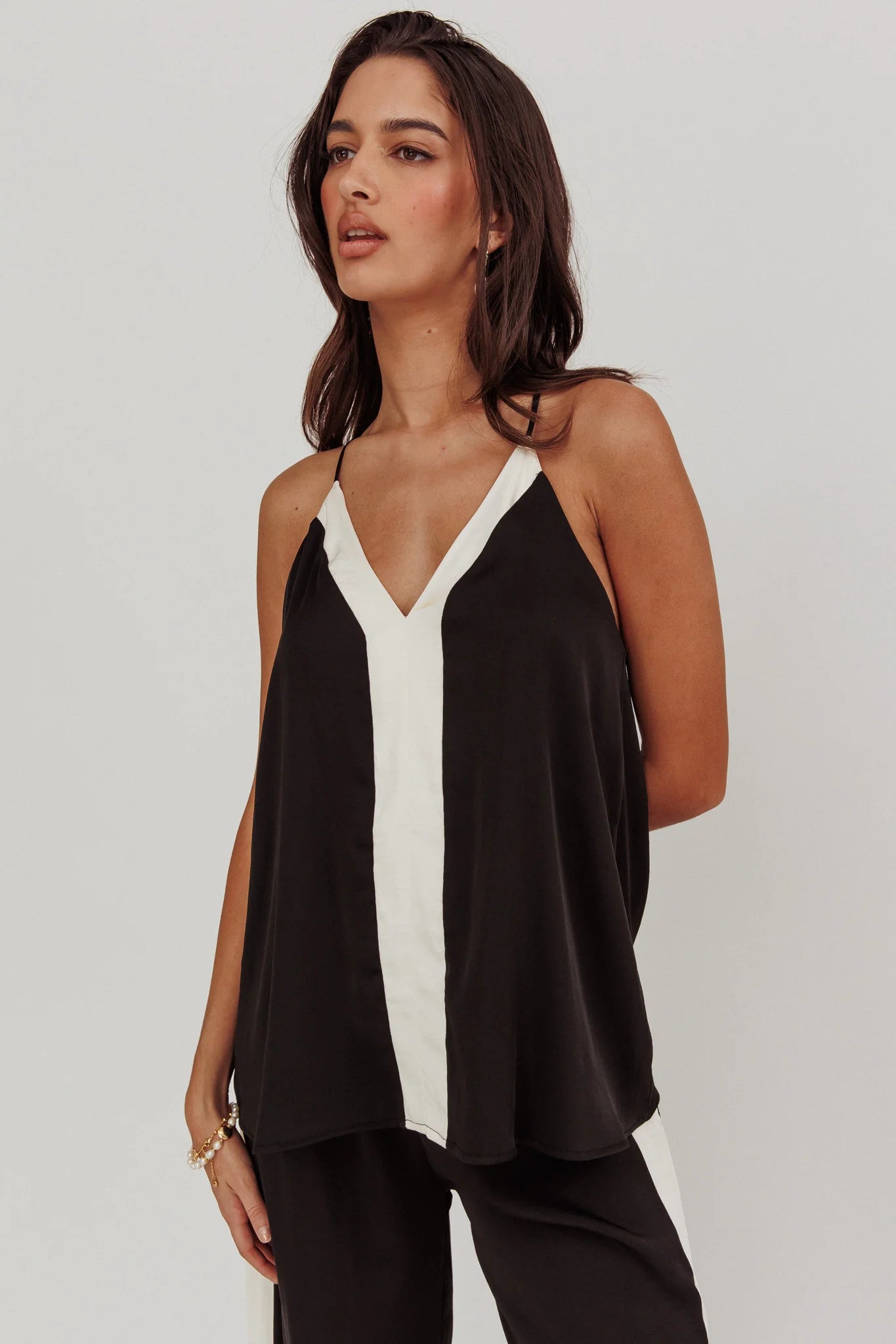 Unwritten Contrast Cami Top Black