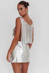 Breakdance Metal Mesh Top Silver