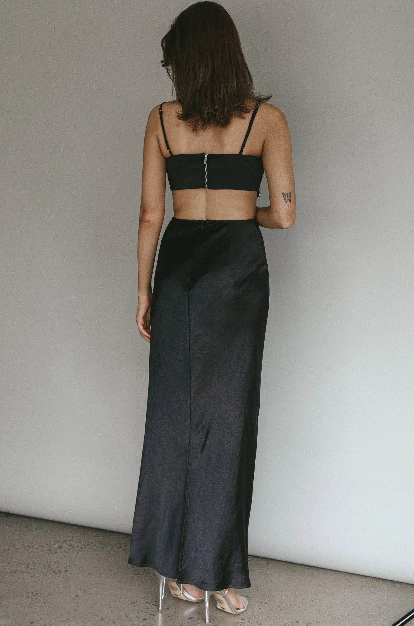 Aurelia Diamante Bow Maxi Dress Black