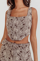 Southern Belles Corset Top Floral Brown