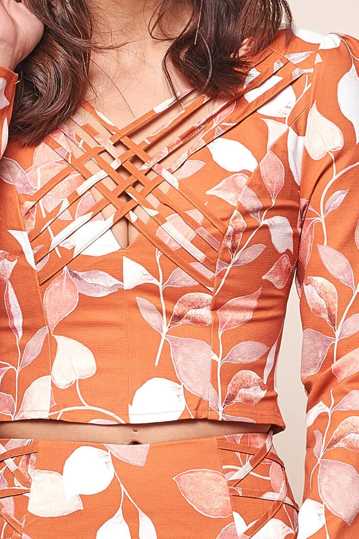 Andi Floral Print Mini Skirt Orange