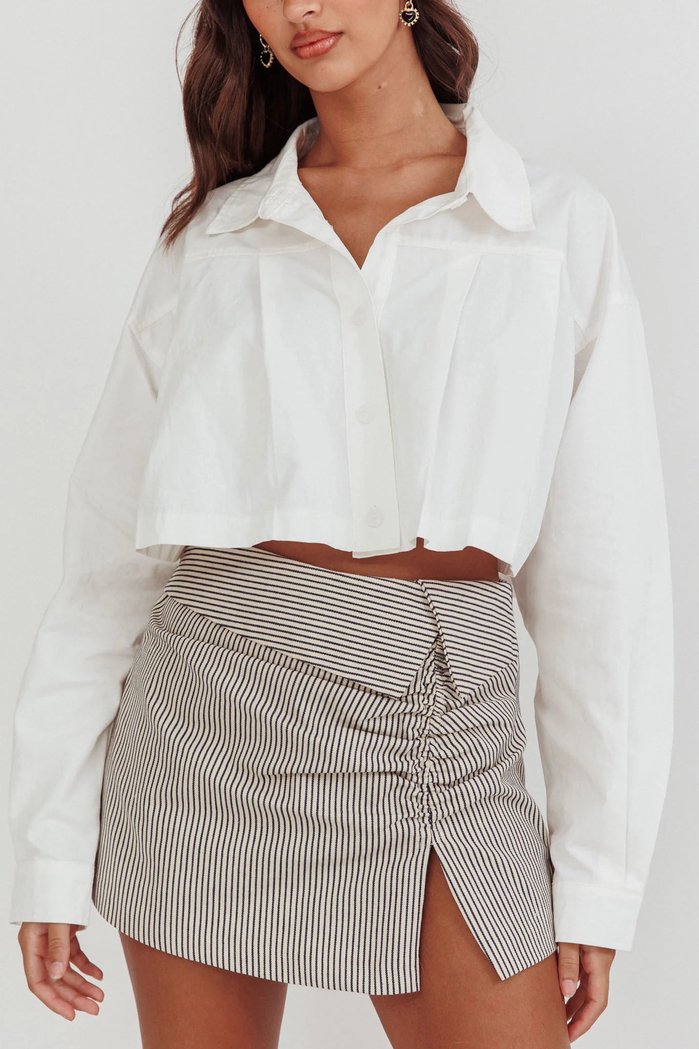 Rori Drop Shoulder Crop Top Off White