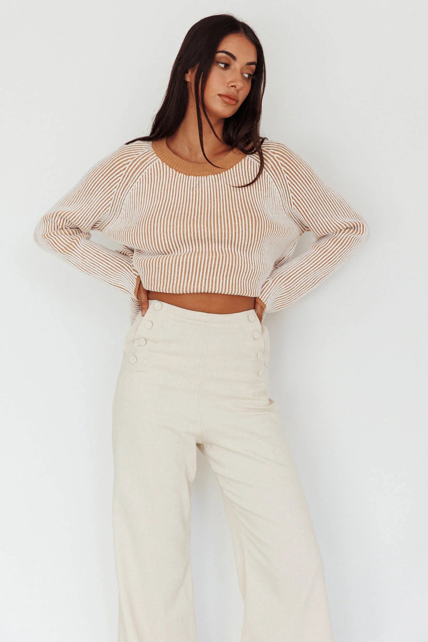 Trafalgur Ribbed Knit Sweater Camel