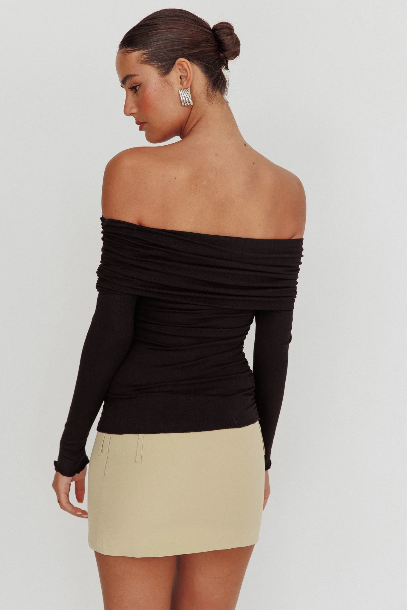 Ricki Off-Shoulder Long Sleeve Top Black