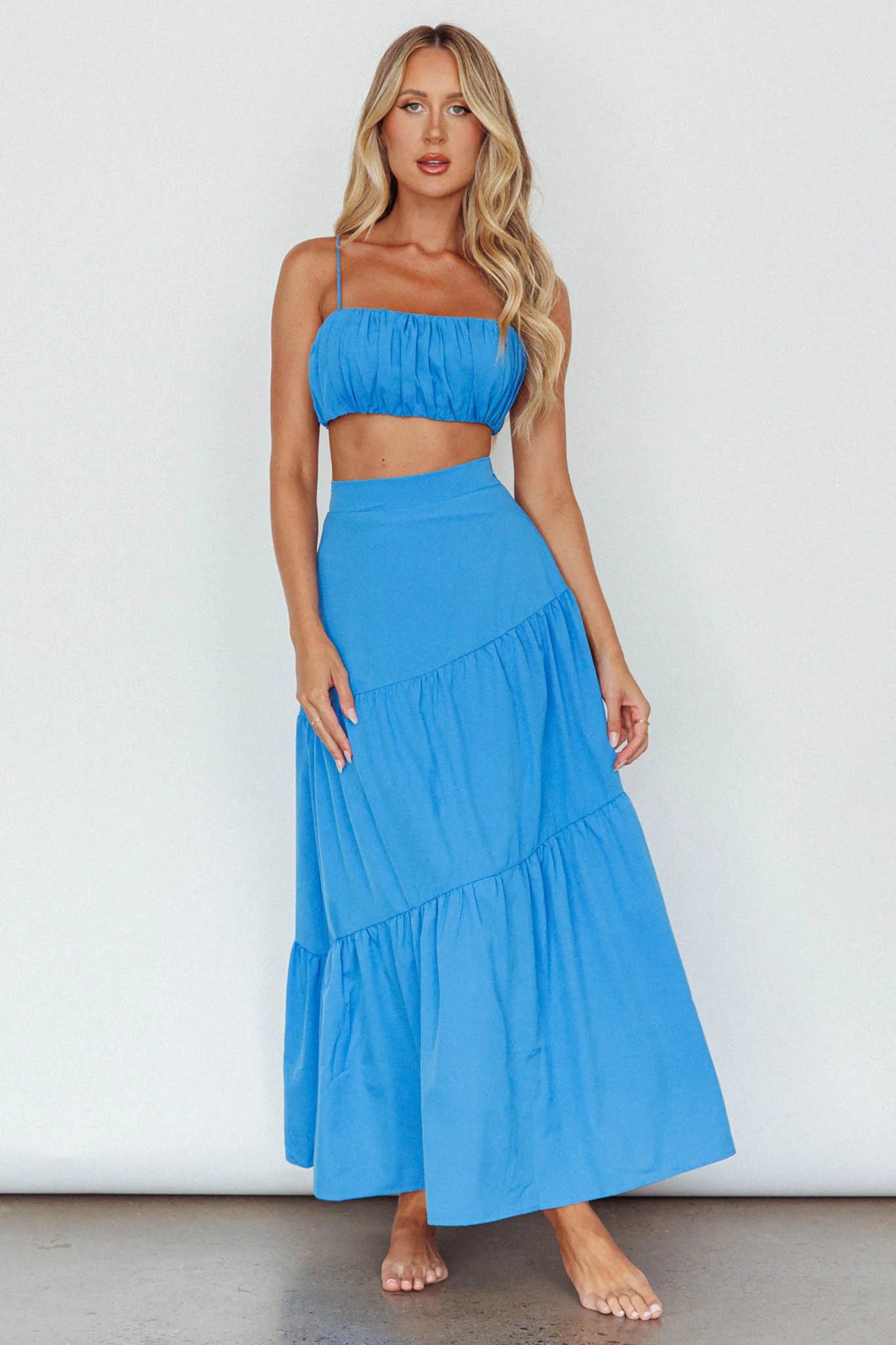 Bondi Gathered Crop Top Sapphire