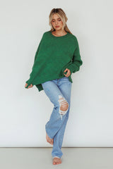 Kayce Dropped Shoulder Knit Sweater Green