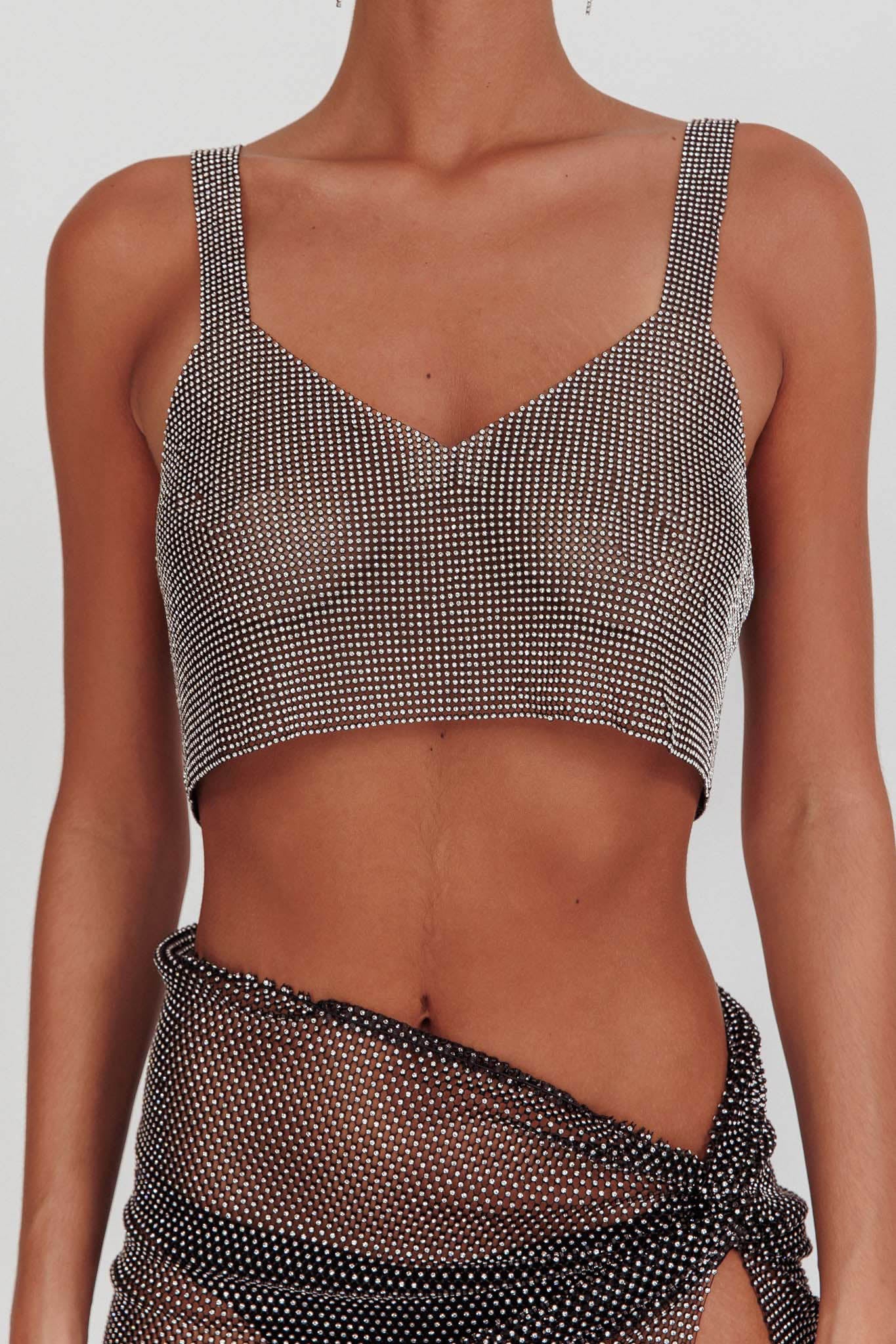 Lumina Diamante Crop Top Black