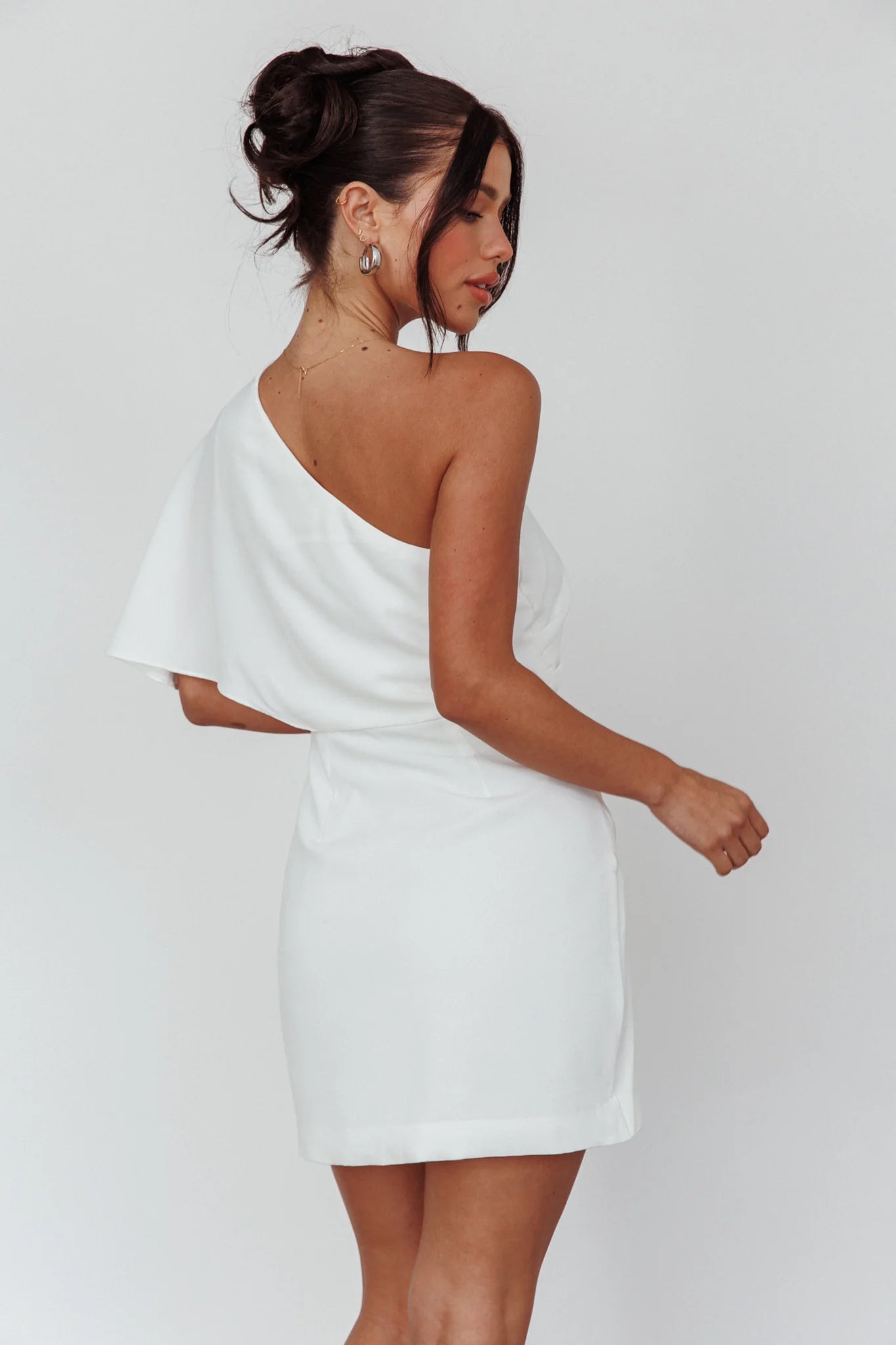 Lironne One Shoulder Mini Dress Off White