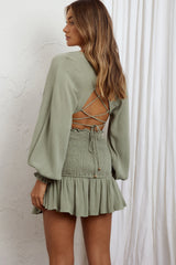 Aubrette Laced Back Crop Top Sage