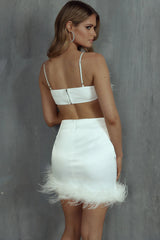 Showstopper Feather Trim Skirt White