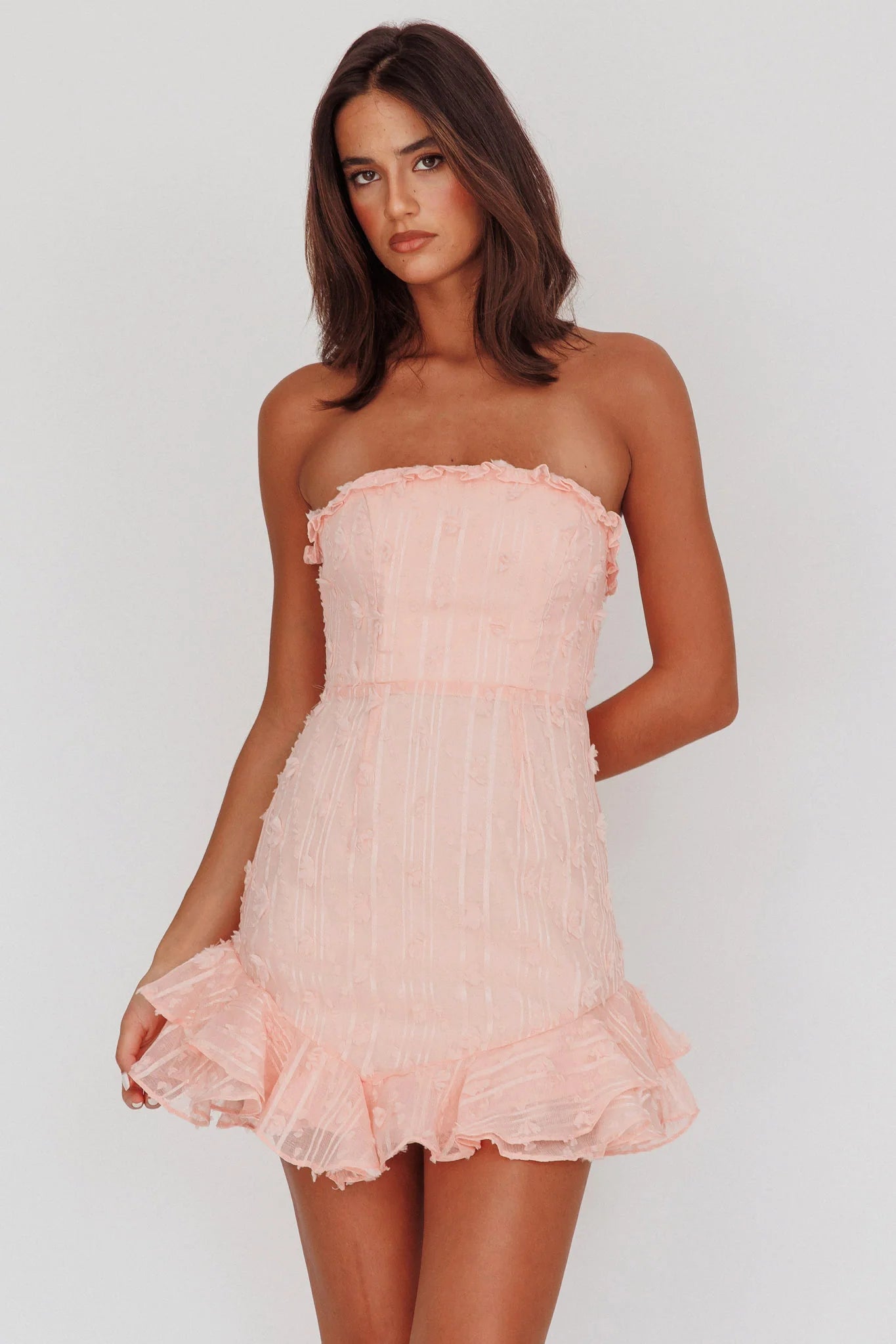 Cece Embellished Bandeau Dress Blush