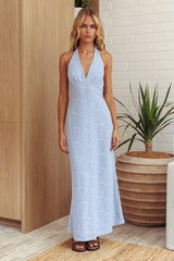 Here For It Halterneck Maxi Dress Blue