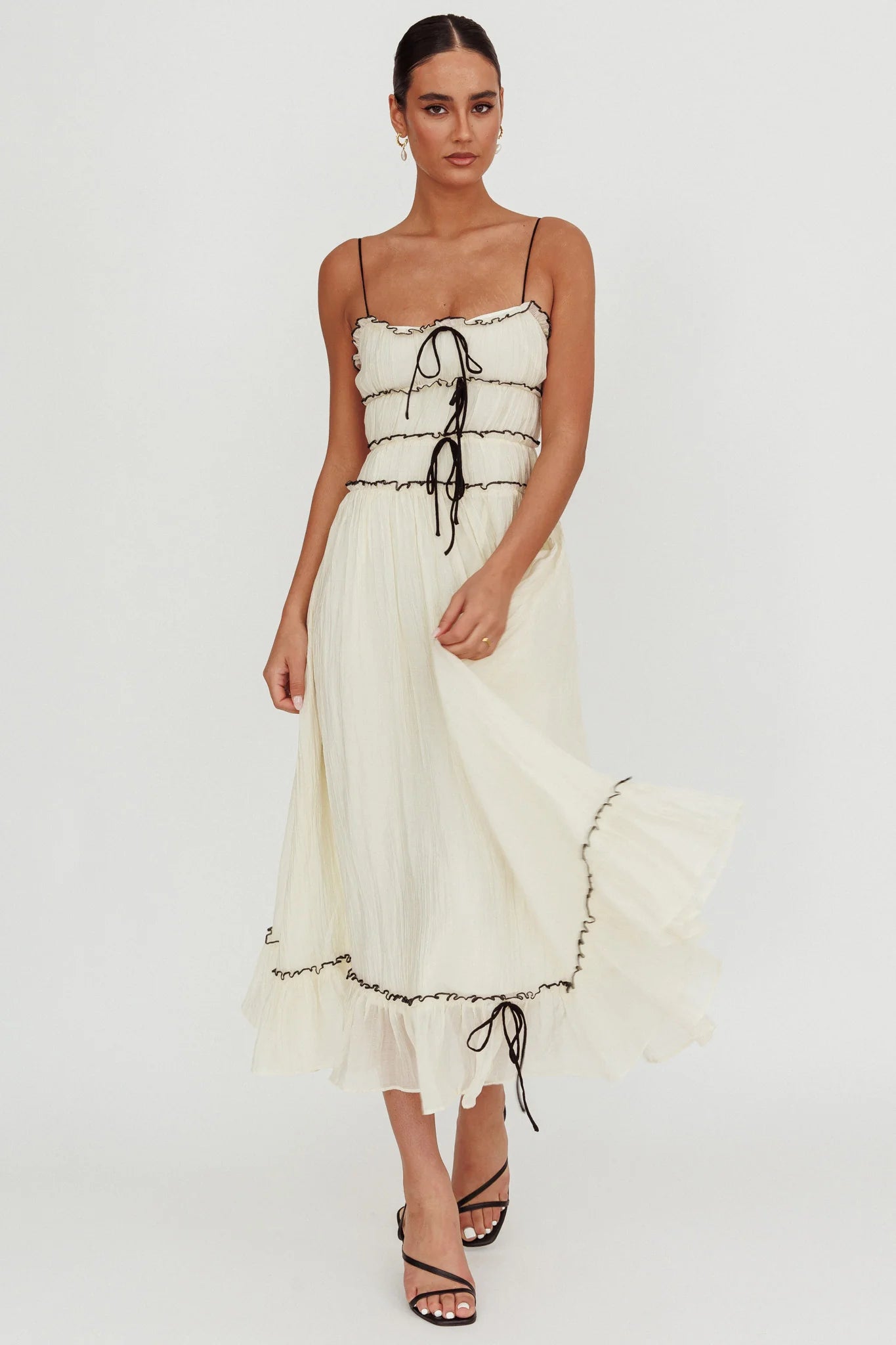 Maidens Tie Accent Maxi Dress Cream