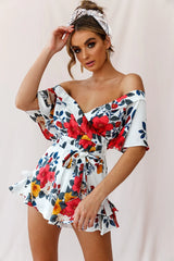 Ambrosia Off-Shoulder Floral Romper White