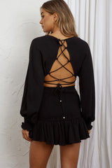 Aubrette Laced Back Crop Top Black