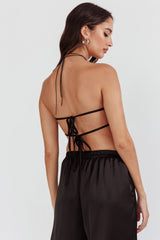 Panama Beach Back Tie Top Black