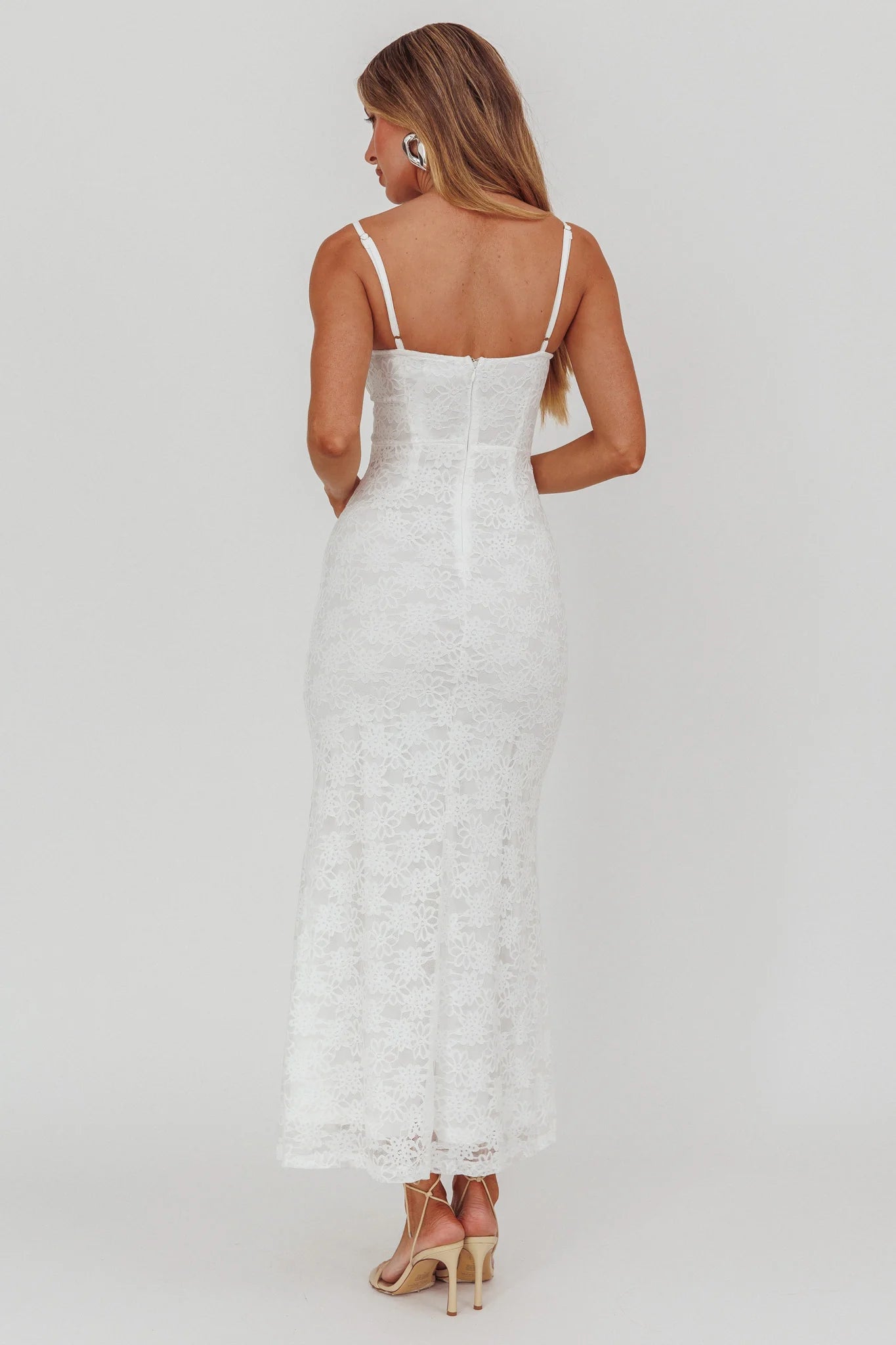 Passione Tied Bust Lace Maxi Dress White