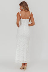Passione Tied Bust Lace Maxi Dress White