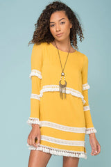 Ansley Cute Tassle Dress Yellow Mustard