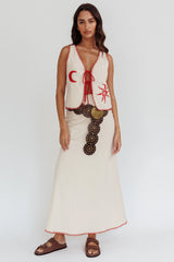 Dose Of Sunshine Blanket Stitch Vest Top Beige