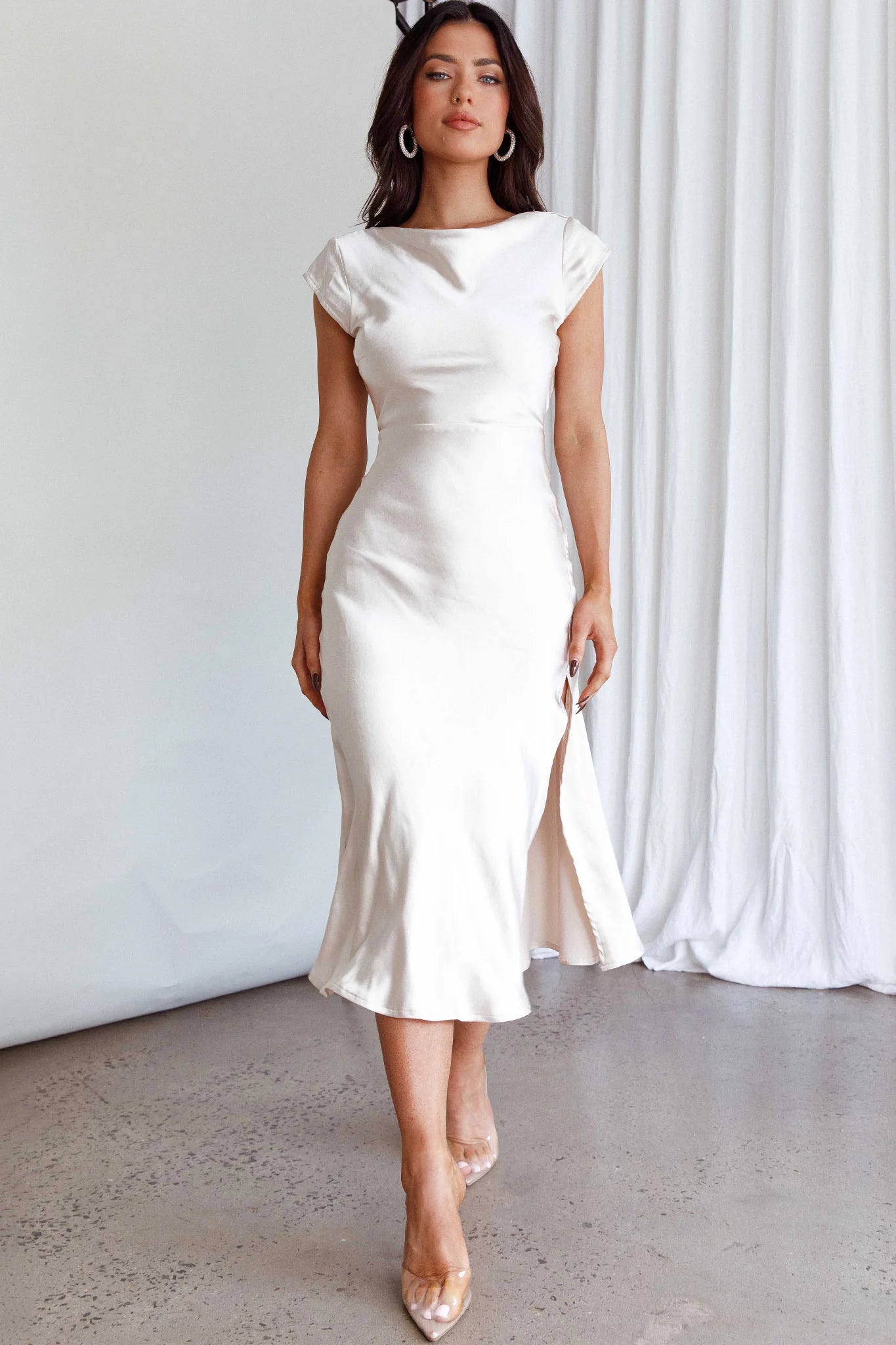 Lucinda Twist Back Midi Dress Champagne