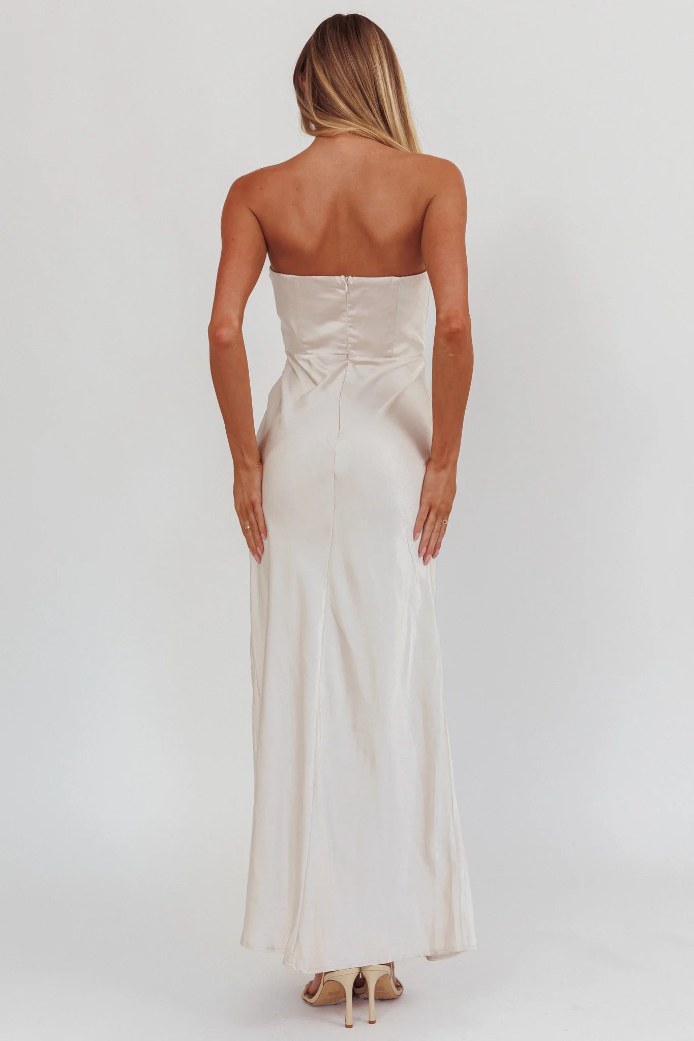 City Of Stars Strapless Maxi Dress Champagne
