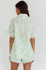 Swing Of Things Scalloped Edge Shirt Print Sage