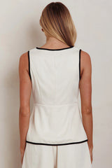 Janna Sleeveless Buttoned Top Oat