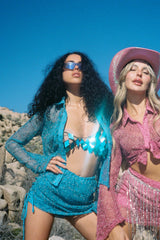 Lexi Long Sleeve Button Top Cerulean