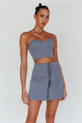 Ventura Bustier Crop Top Suit Grey