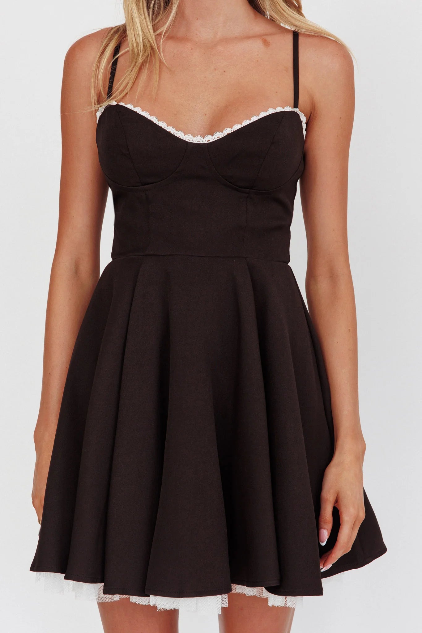 Scully Frill Trim A-Line Mini Dress Black