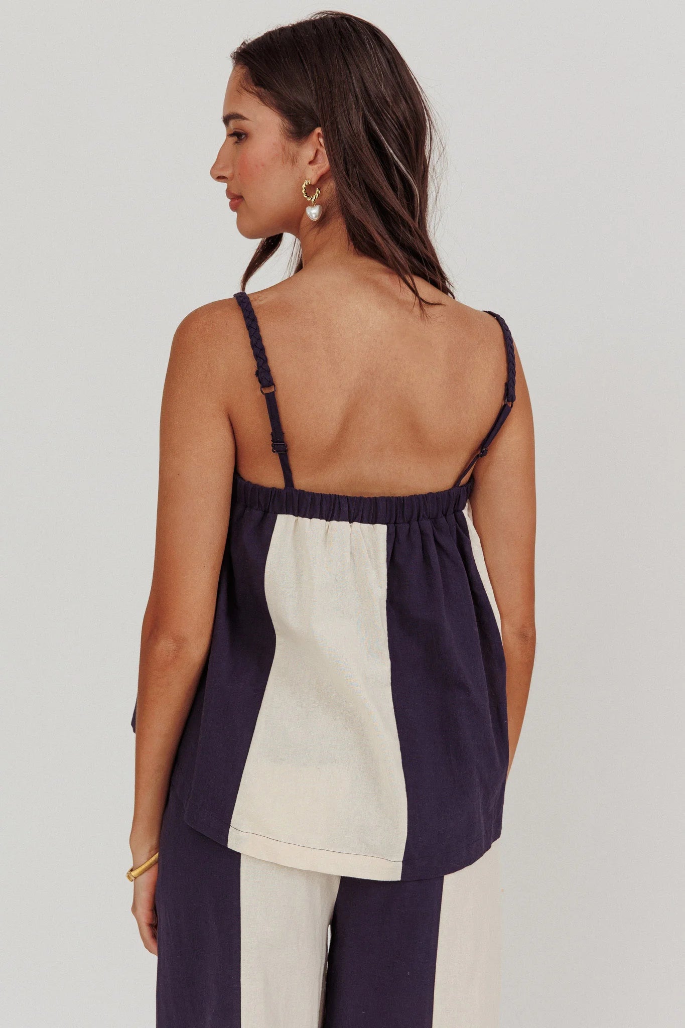 Dream Girl Braided Strap Contrast Top Midnight