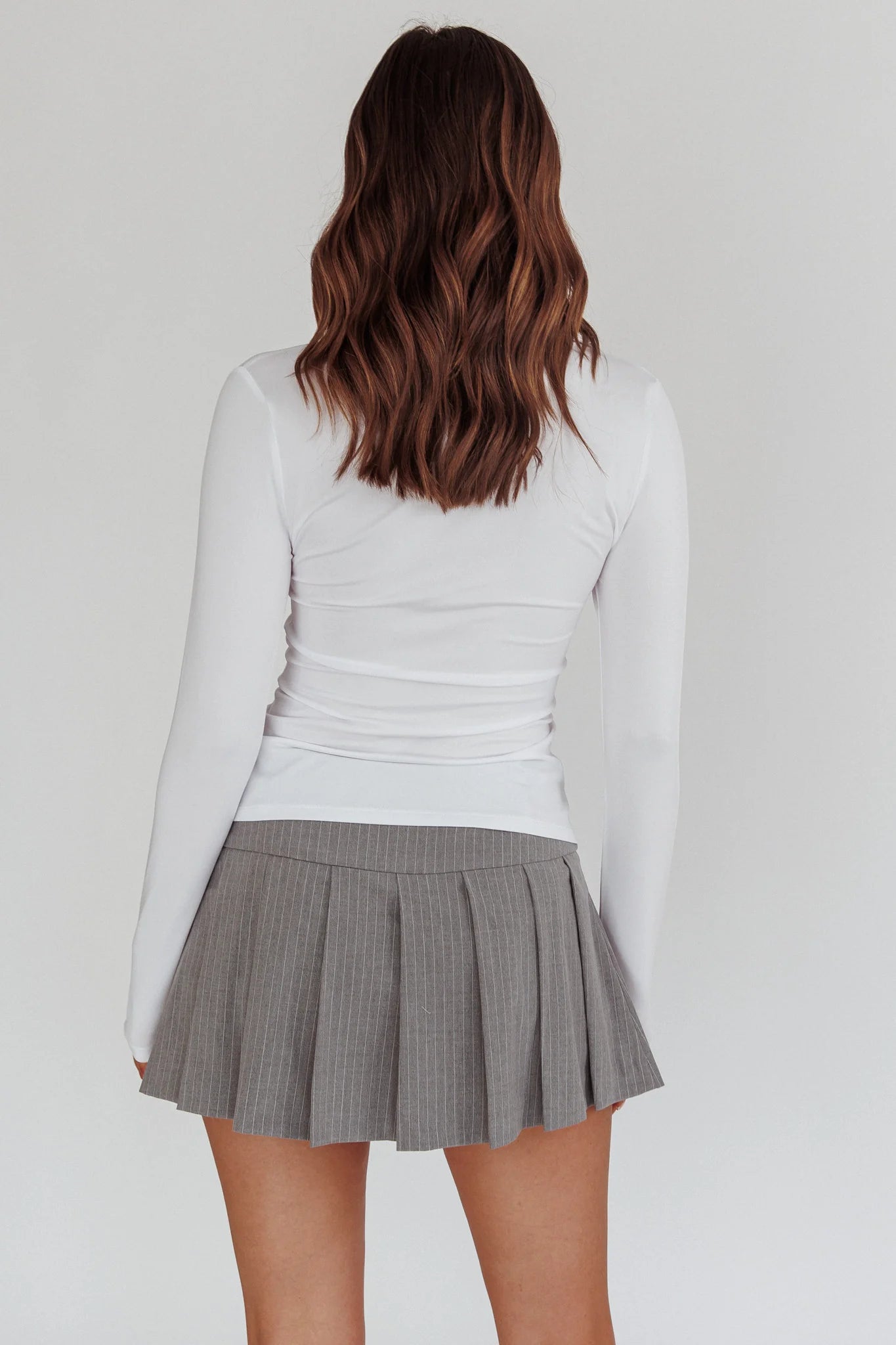 Day Date Button Scrunch Top White