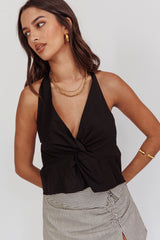Zoriah Twist Bust Halterneck Top Black