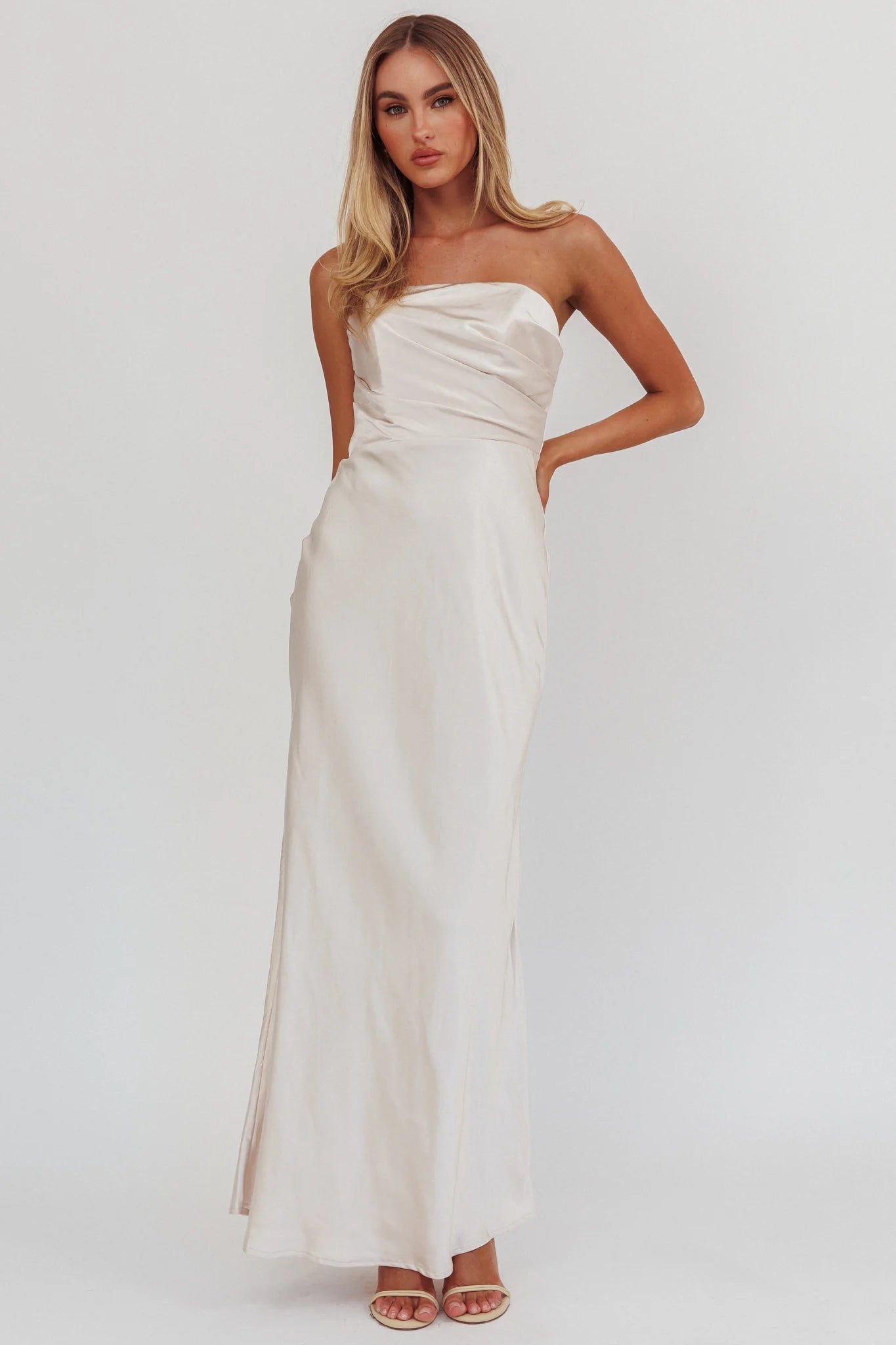City Of Stars Strapless Maxi Dress Champagne