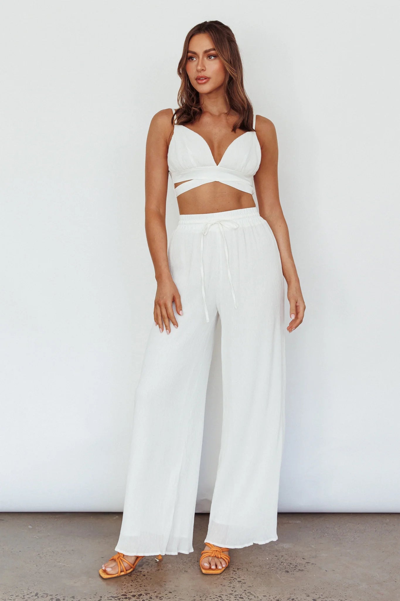 Cove Shirred Back Crop Top Ivory