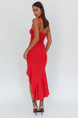 Delighted Asymmetric Hem Maxi Dress Red