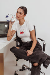 Lanna Cherry Print Baby Tee White