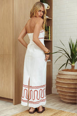 Jocasta Strapless Ric Rac Maxi Dress Off White