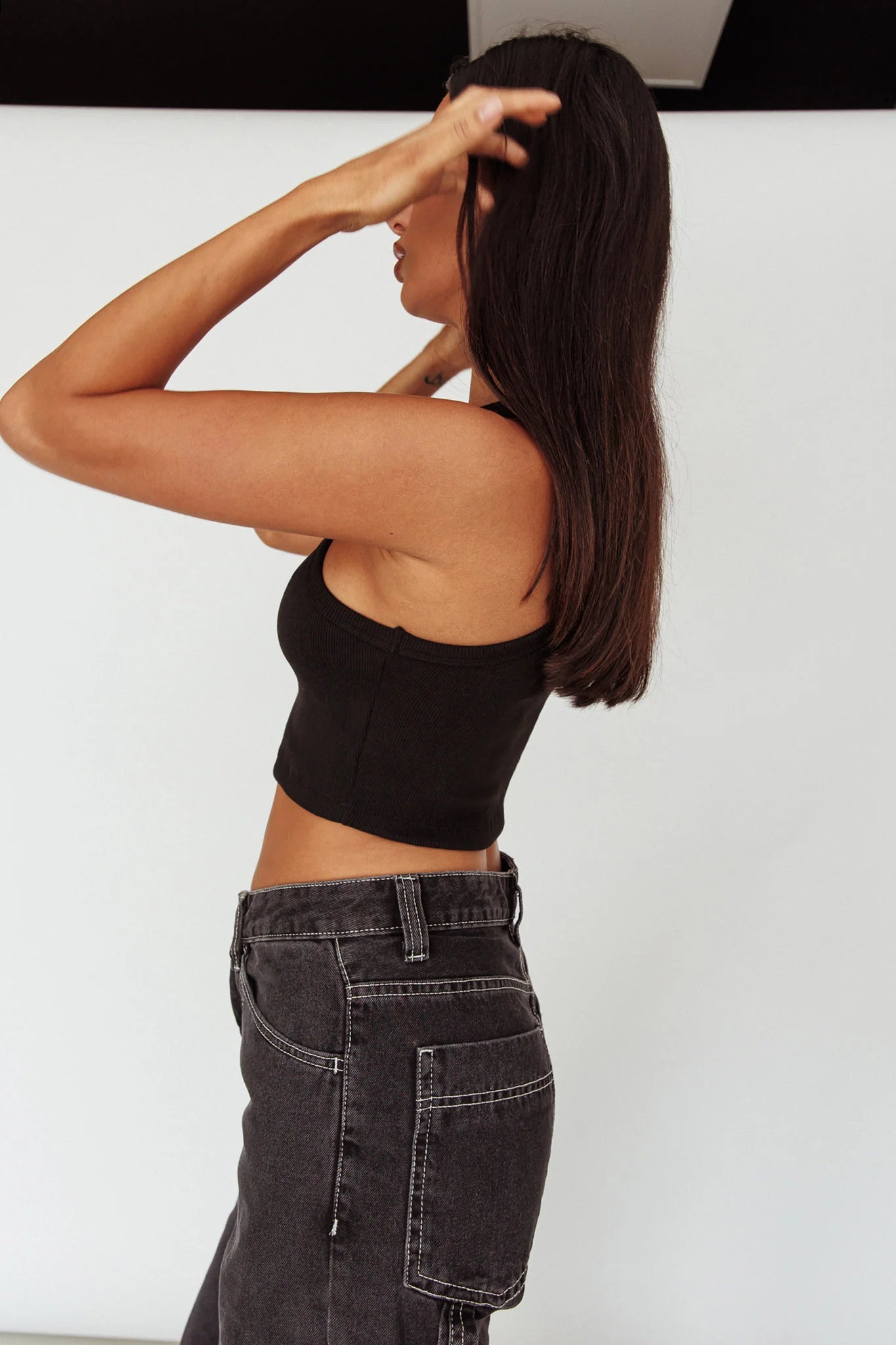 Bryn Racerback Crop Top Black