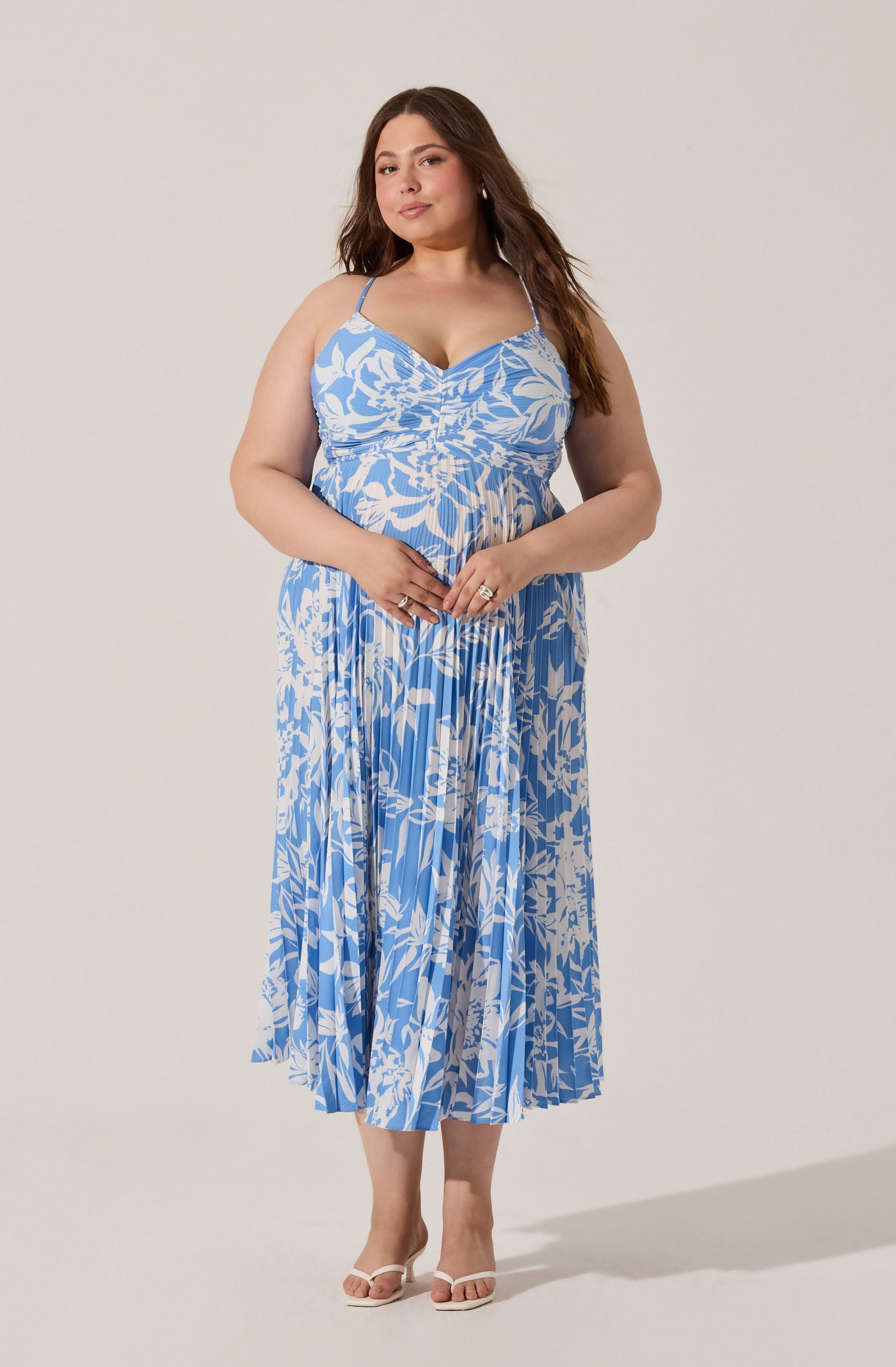 Blythe Floral Plisse Midi Dress