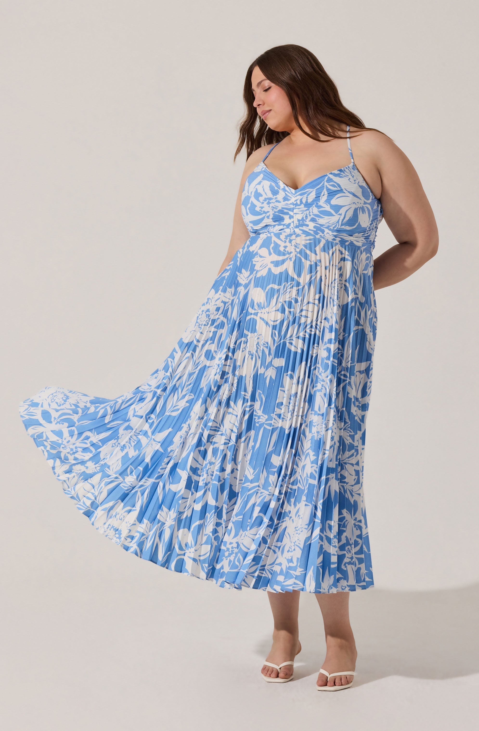 Blythe Floral Plisse Midi Dress