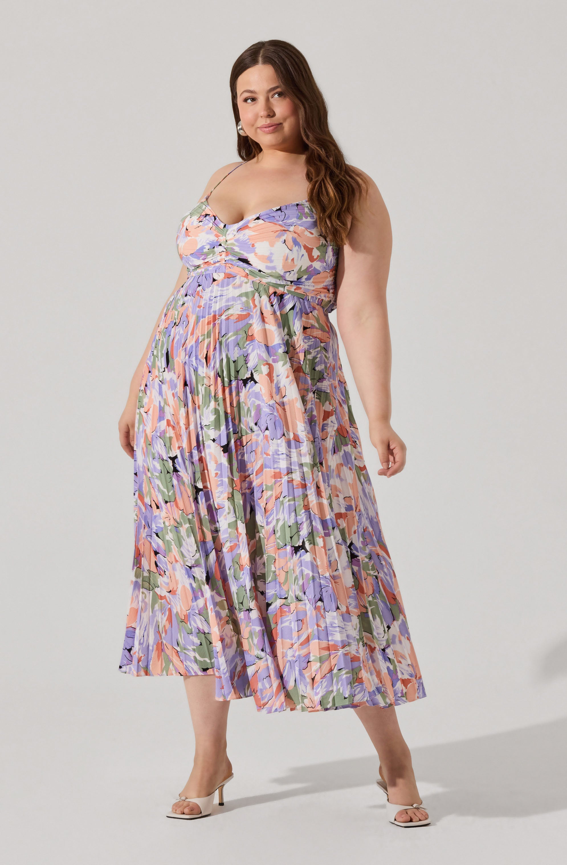 Blythe Floral Plisse Midi Dress