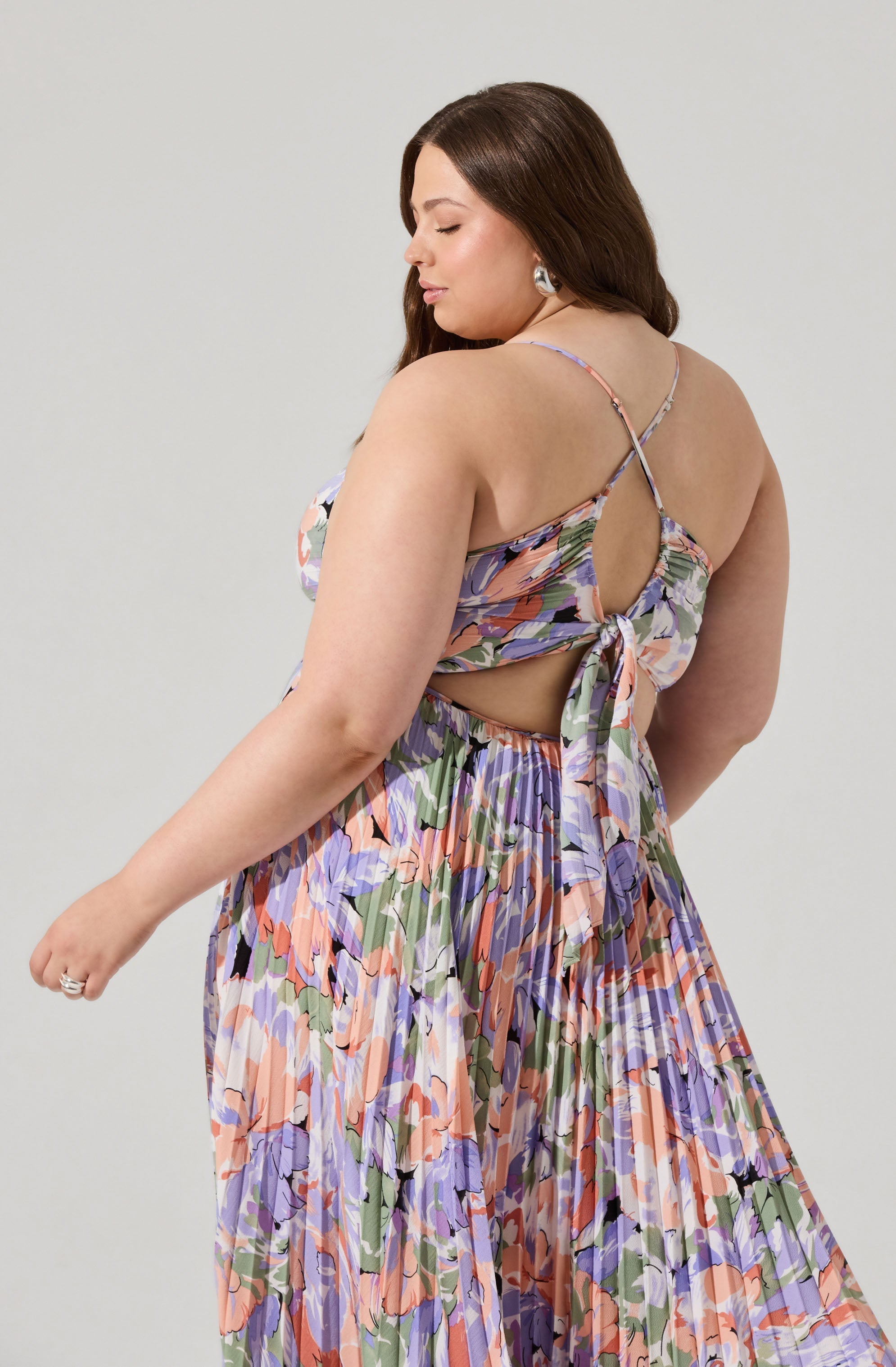 Blythe Floral Plisse Midi Dress