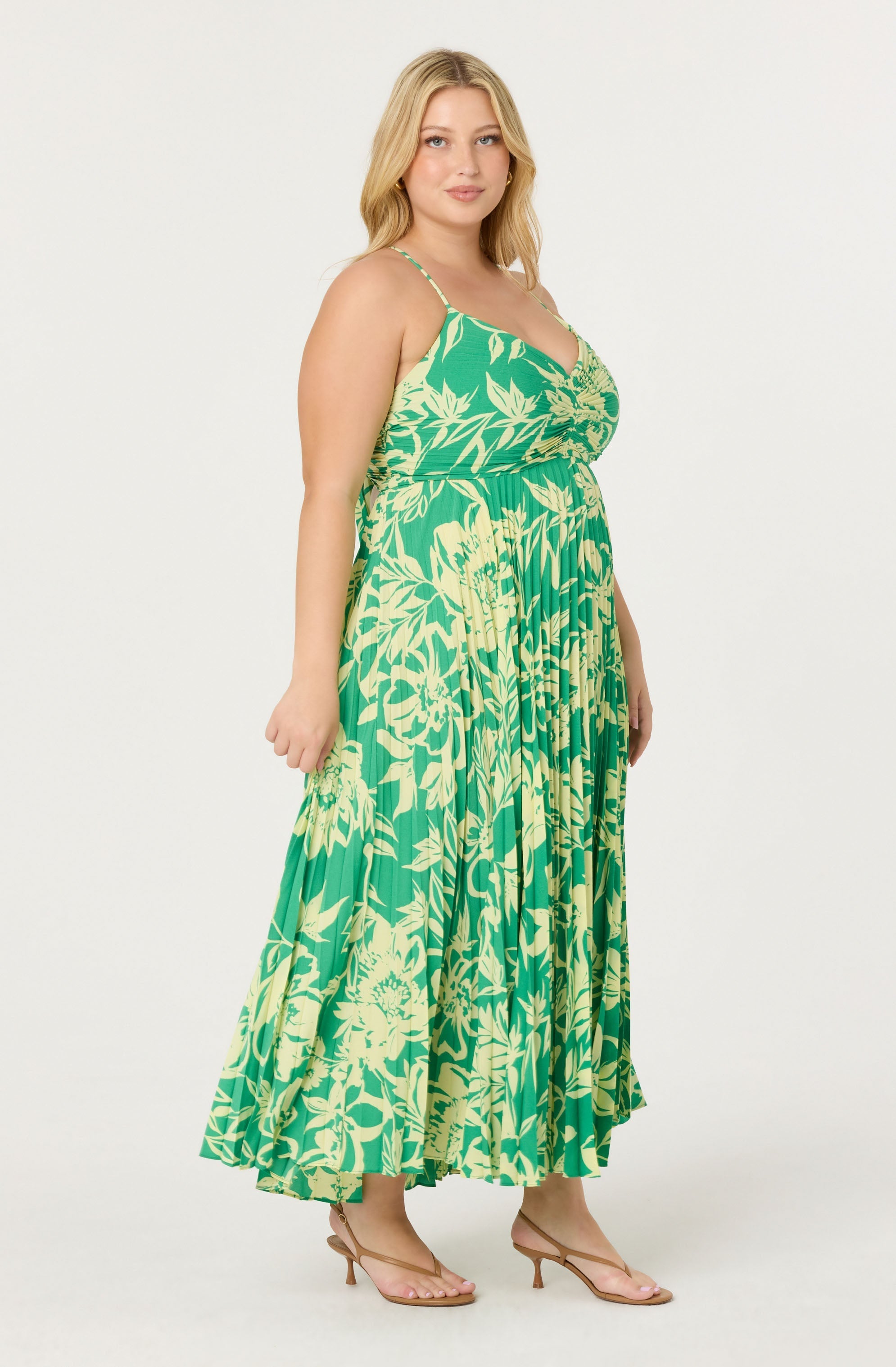 Blythe Floral Plisse Midi Dress