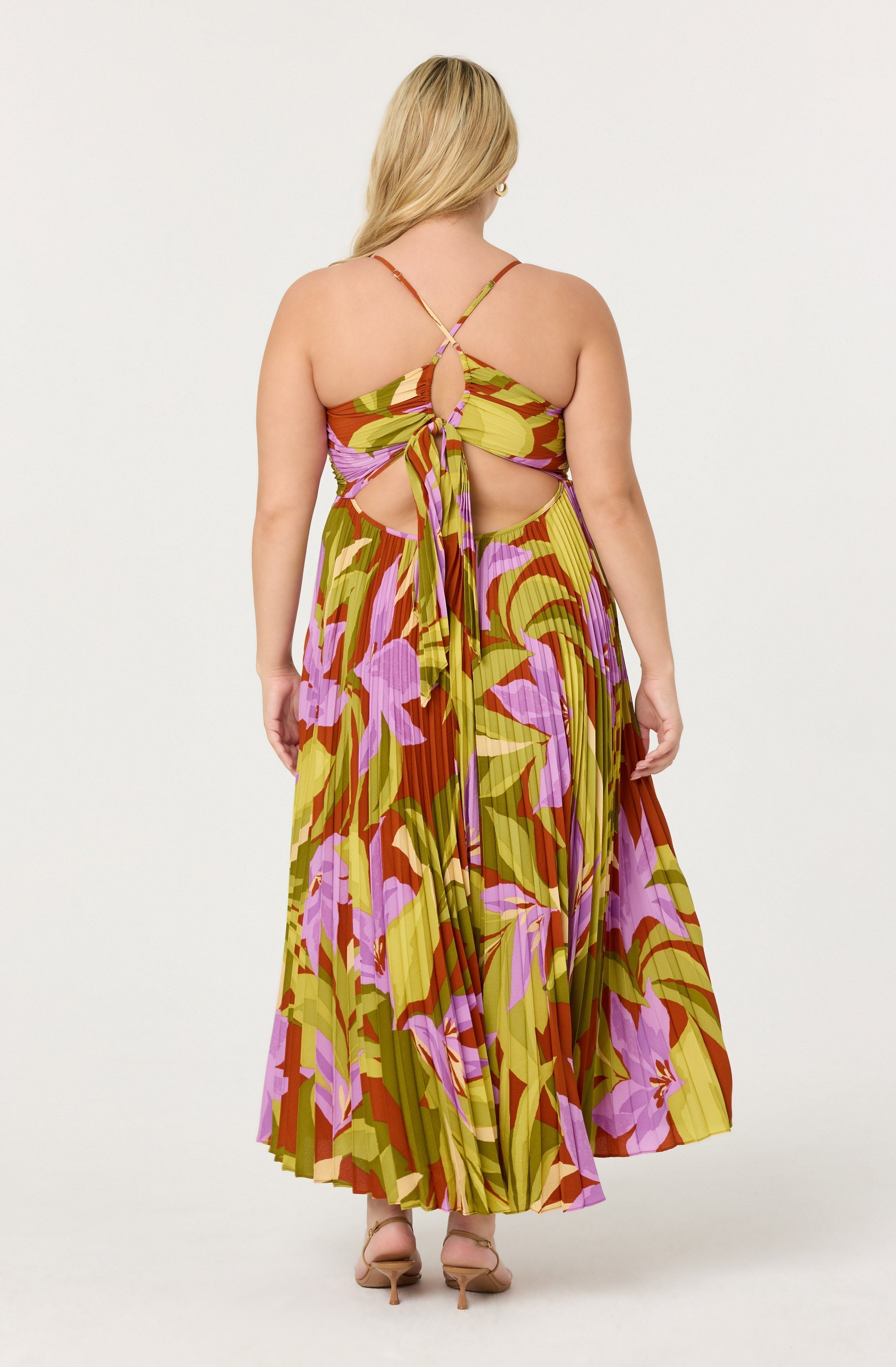 Blythe Floral Plisse Midi Dress