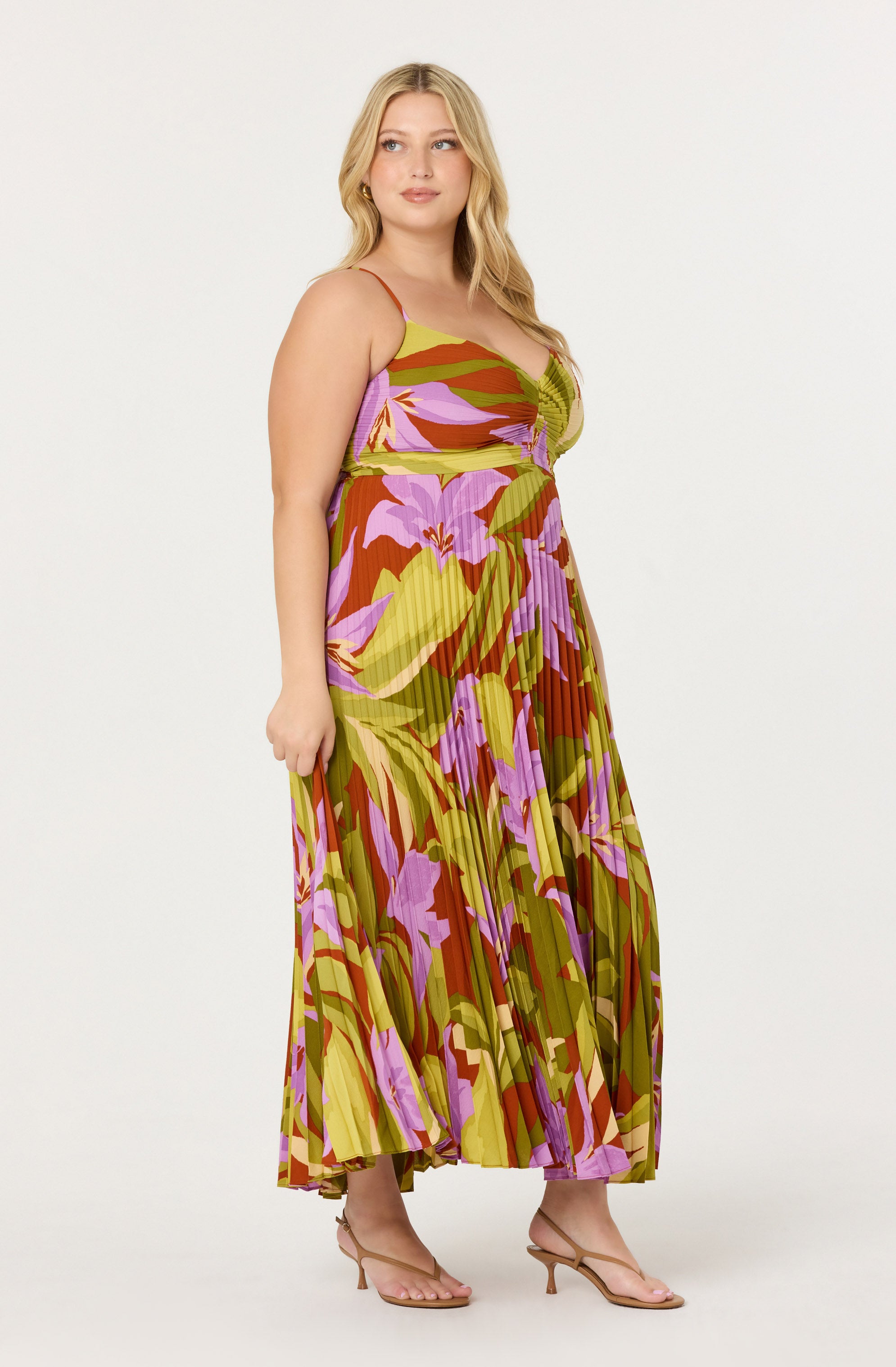 Blythe Floral Plisse Midi Dress