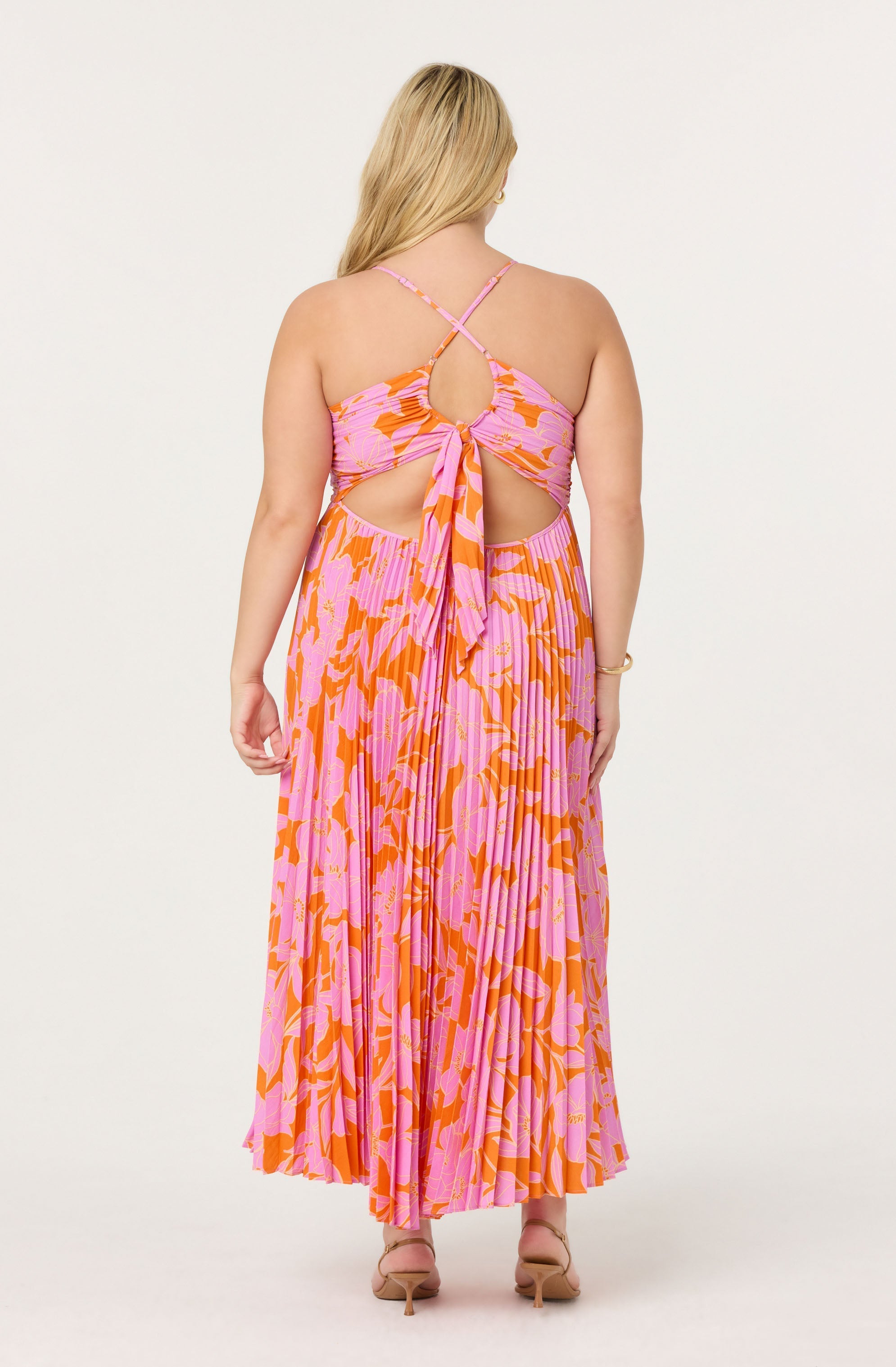 Blythe Floral Plisse Midi Dress