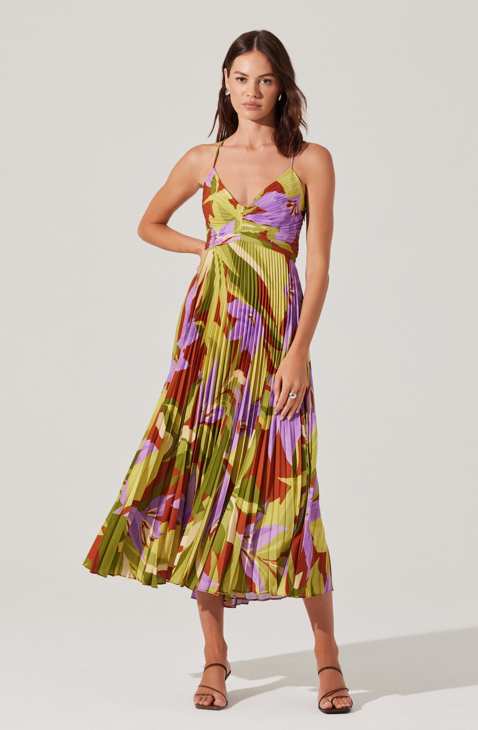 Blythe Floral Plisse Midi Dress